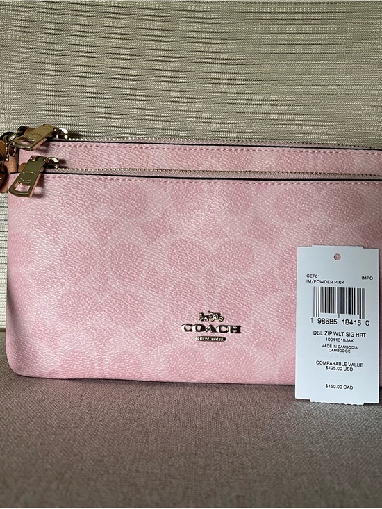 Coach Handbags - Coach Powder Pink Double Zip Wristlet with Gold Hardware
